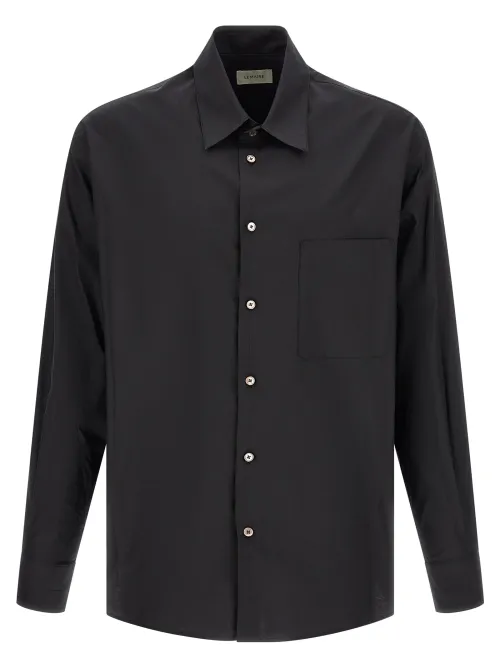 Lemaire Cotton and Silk Blend Shirt — Black