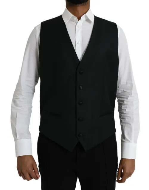 Dolce & Gabbana Wool Formal Dress Vest — Black