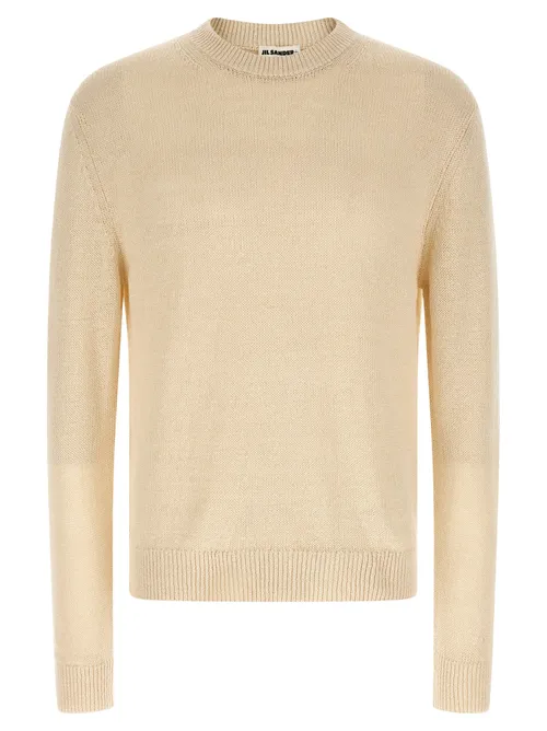 Jil Sander Hemp and Silk Knit Sweater — Beige