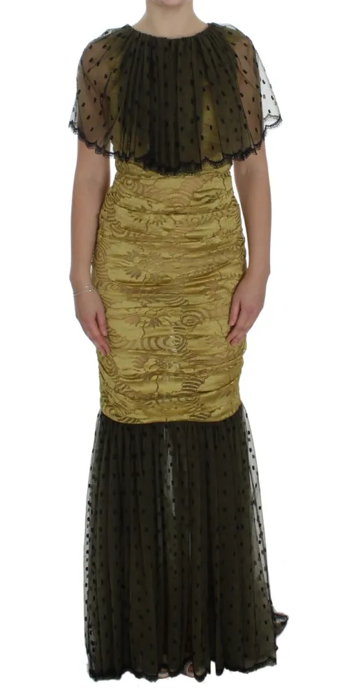 Dolce & Gabbana Floral Lace Ricamo Gown — Yellow
