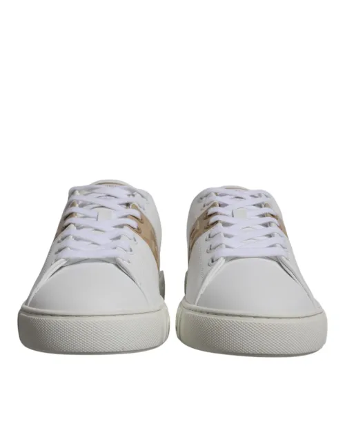 Versace Greca-Print Two-Tone Leather Sneaker — White