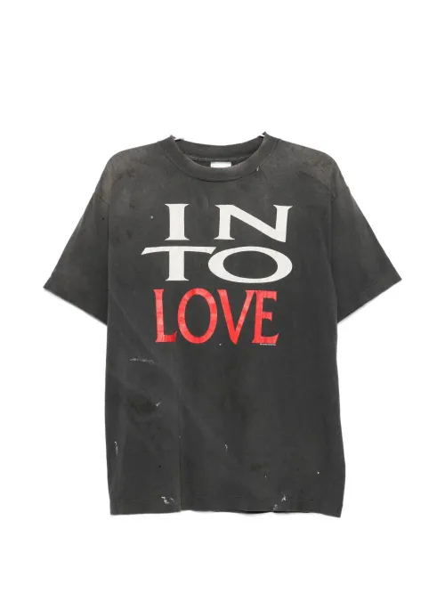 Saint Mxxxxxx Distressed Graphic Print T-shirt — Black
