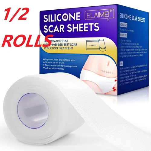 1/2Rolls Invisible Silicone Scar Sheets , 4cm X 300cm Self-Adhesive Scar Cover Tape Reusable and Effective Skin Care Strips