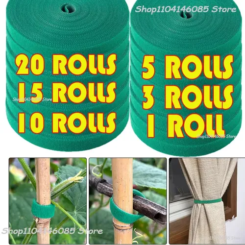 Self Adhesive Plant Nylon Cable Tie Green Adjustable Plants Hook Loop Support Garden Twine Bandage Reusable Fastener Tape Strips
