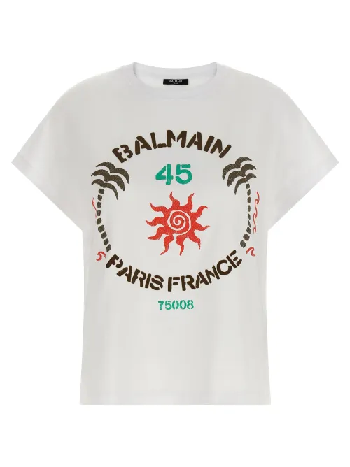 Balmain Logo-Embroidered Cotton T-shirt — White
