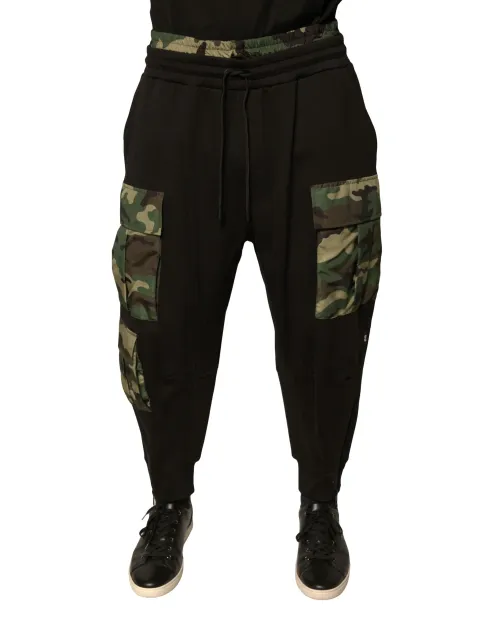 Dolce & Gabbana Camouflage Cargo Joggers — Black