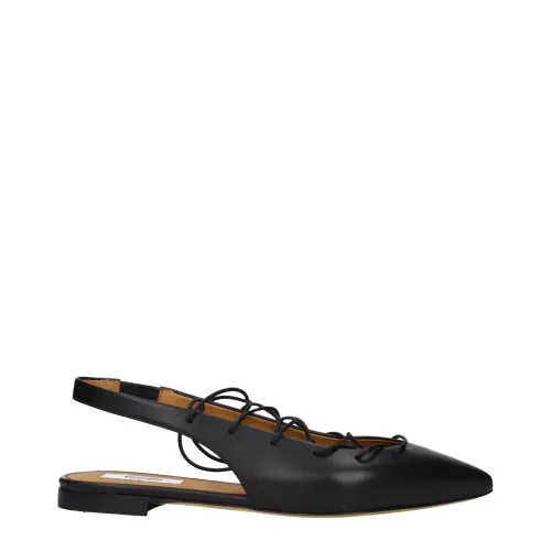 Moschino Lace-Up Leather Flat — Black