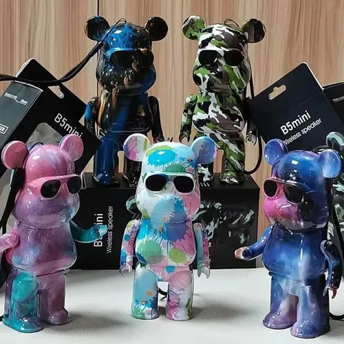 Portable Speaker B5 Mini Graffiti Bear Wireless Bluetooth Speaker 5.0 USB Brand Violence Painting Home Furnishing Stereo Desktop Portable Speakers