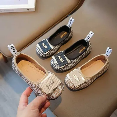Square Metal Decoration Childrens Princess Shoes Girl Cute Sewing Thread Non Slip Soft Sole Thick Flat Bottomed Casual ShoesT260311