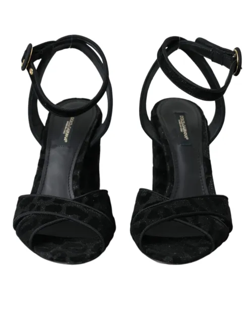 Dolce & Gabbana Suede Crossover Heel Sandal — Black