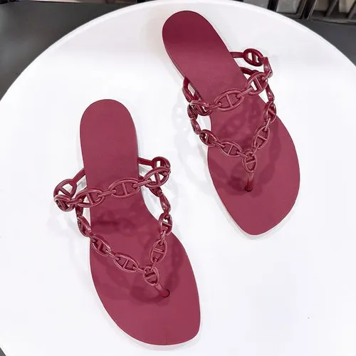 Women Designer Chain Slides New Sandals Summer Beach Slides Fashion Sliders Rubber Slippers Jelly Script Flip Flops Lady Girls Casual Mules 322