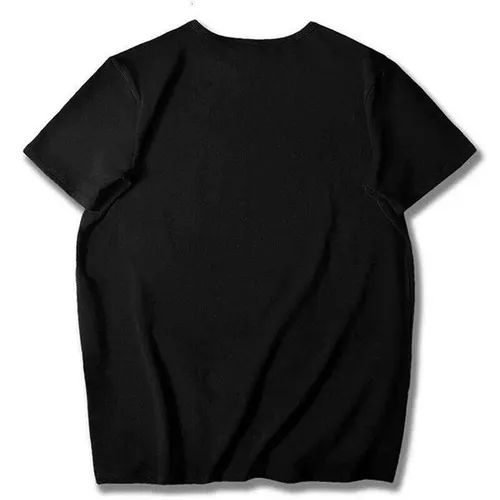 Black Casual Loose-Fitting Men's 100% Cotton Long Sleeve T-Shirt - Breathable Long Sleeved Top