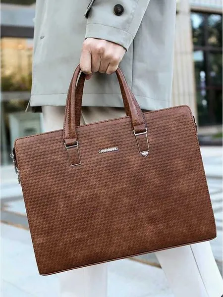 Luxury MenS Briefcase PU Leather High Quality Executive Document Office Shoulder Portfolio Large Capacity Business Side Bag W250912