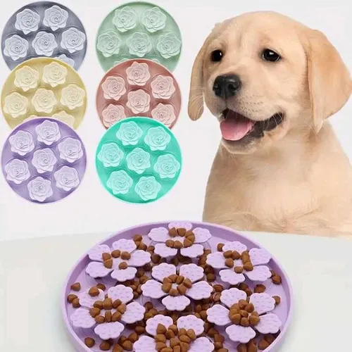 Silicone pet slow feeding mat dog licking mat round with suction cup anti-suffocation cat slow feeding matM251114