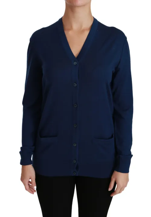 Dolce & Gabbana Virgin Wool Button Cardigan — Navy