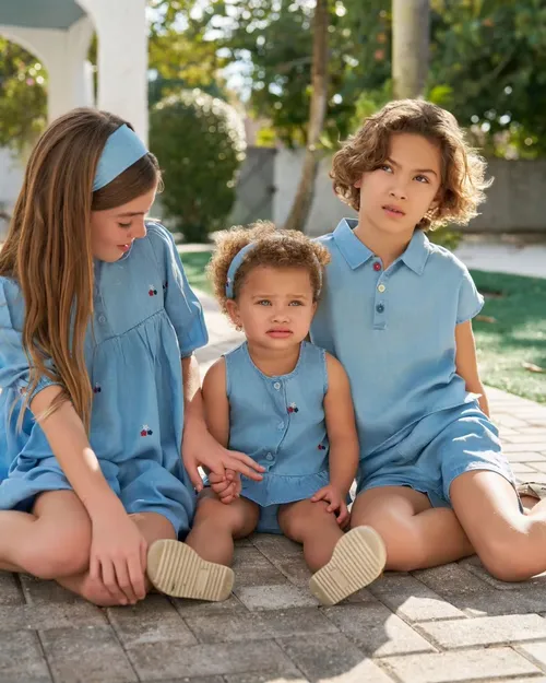 Clearance sale AS SS25 summer Embroidered Denim Collection high quality denim boys girls familly match clothes