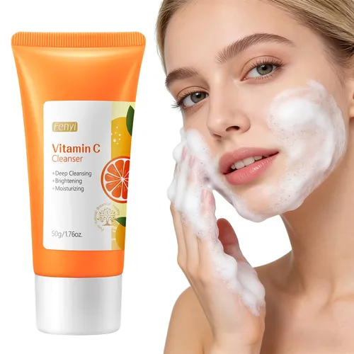 Vitamin C Facial Cleanser Deep Cleansing Moisturizing Blackhead Removal Gentle Foam Hydrating Non-Drying Face Wash Cleanser
