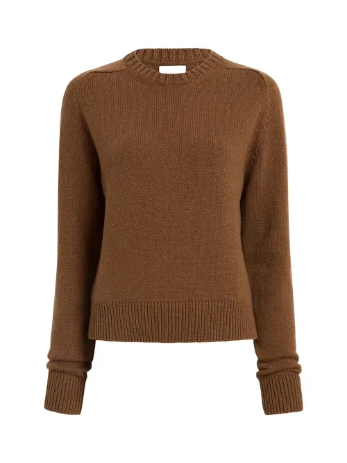 Khaite Cashmere Crew Neck Sweater — Brown
