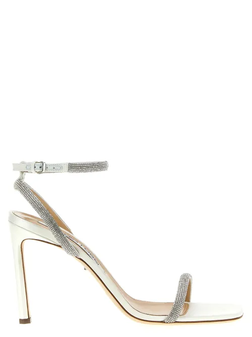 Sergio Rossi Rhinestone-Embellished Goatskin Heels — White
