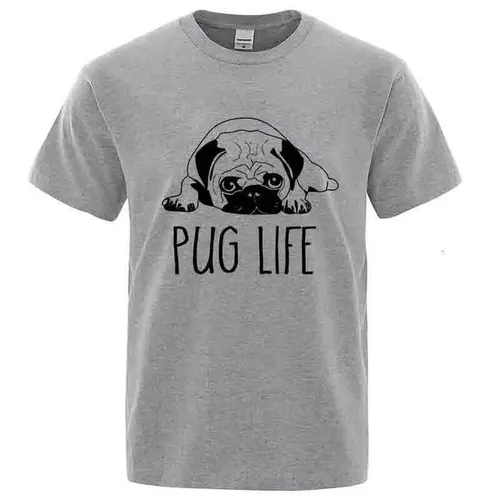 Men's High Quality T-shirt 100% Cotton Funny Pug Printed Loose Male Crewneck T Shirt Short Sleeve o-neck Men t-shirt Tops Tees C260228