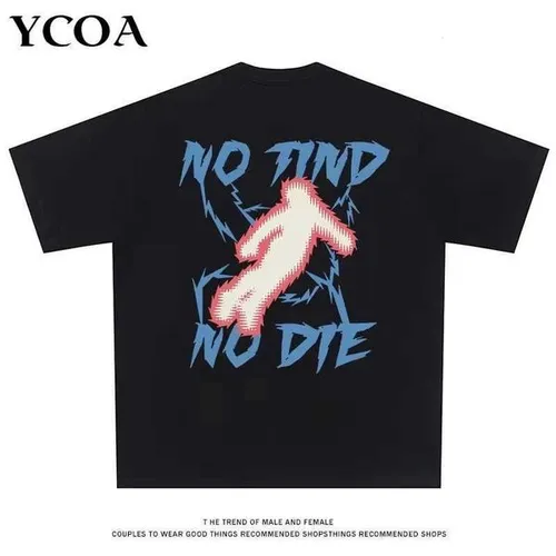 Men's T-Shirts Mens T-Shirt Cotton Hip Hop Y2k Strtwear Graphic Loose Short Slve Black Oversized Ts Pulovers Harajuku Aesthetic Clothing H250102 Z260225
