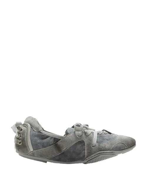Acne Studios Suede & Nappa Lace-Up Sneaker — Gray