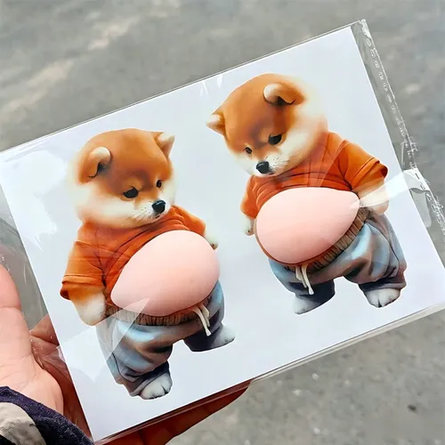 3D Shiba Inu Squishy Belly Stickers Soft Self-Adhesive Cute Puppy Fidget Toy Stress Relief Decals for Phone Case & Scrapbooking