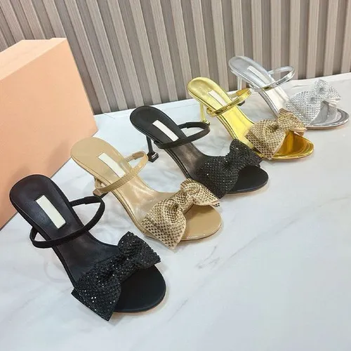 Crystal Diamond Sandals women designer Sandal womens shoes summer fashion Belt buckle Thick heeled shoes with high heels Leather woman shoe size 35-40-42 With box