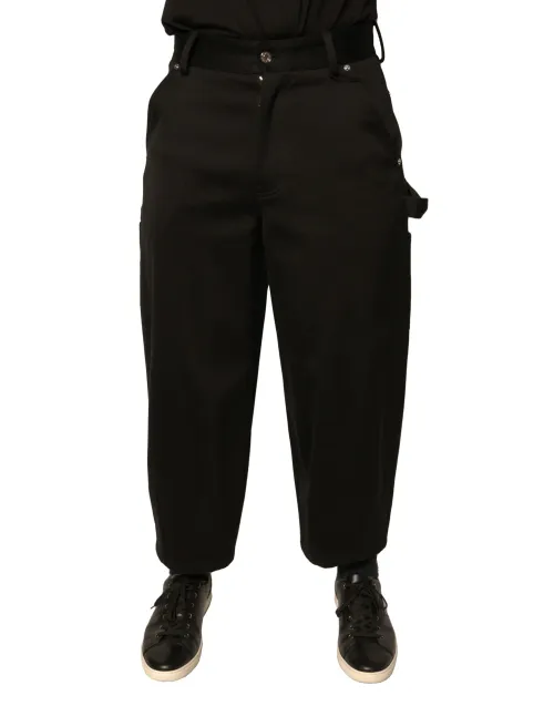 Dolce & Gabbana Cotton Mid-Waist Cropped Trousers — Black