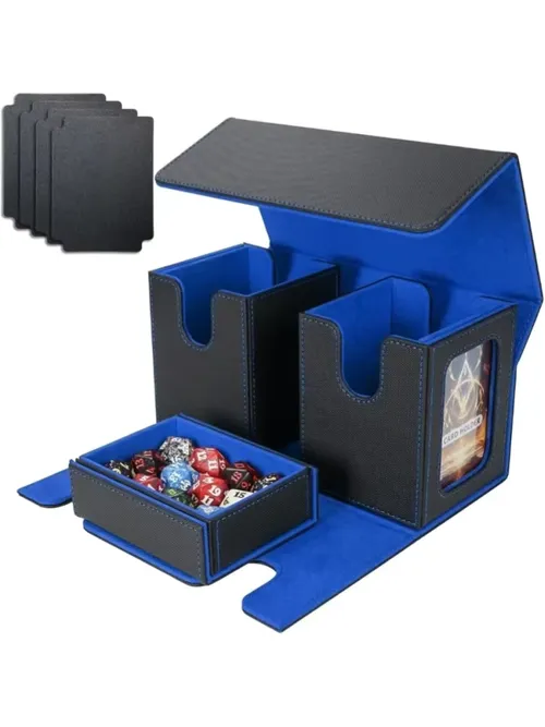 Commander Deck Box 200 Double Sleeved Cards Storage, 3-in-1 Magnetic Card Case Organizer for Magic: The Gathering TCG CCG, 4 Dividers & 2 Toploaders