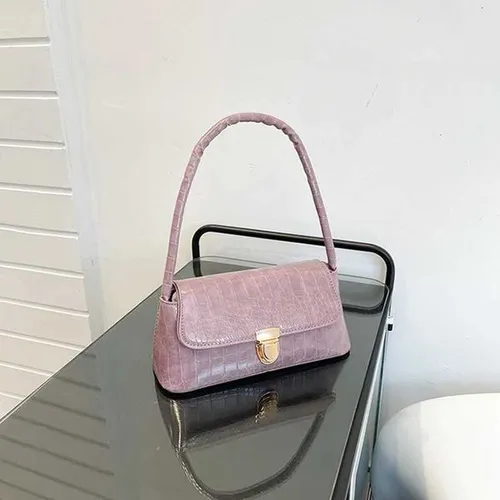 WomenS Fashionable And Versatile Single Shoulder Bag With Stone Pattern Underarm Bag Pu Small Square Bag HandbagZ260317