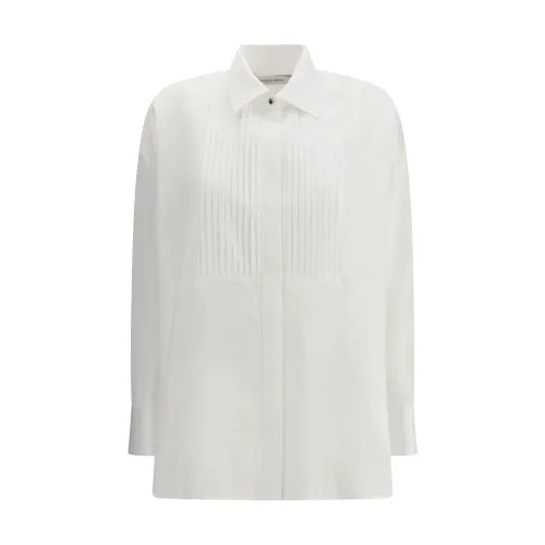 Golden Goose Pleated Cotton Poplin Shirt — White