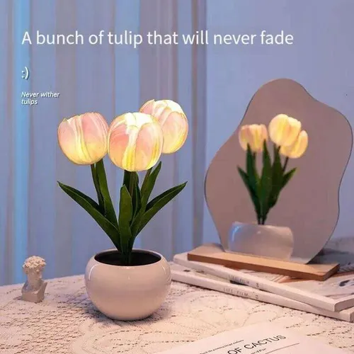 Tulip Table LED Lamp Simulation Flower Bouquet Bedroom Bedside Romantic Atmosphere Birthday Gift Home Decoration H260224