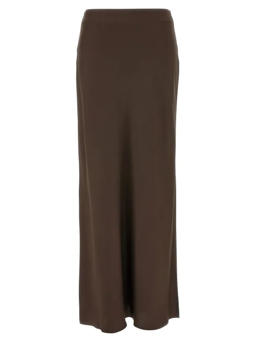Brunello Cucinelli Acetate Viscose Blend Skirt — Brown