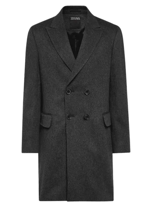 Zegna Wool-Blend Tailored Coat — Gray
