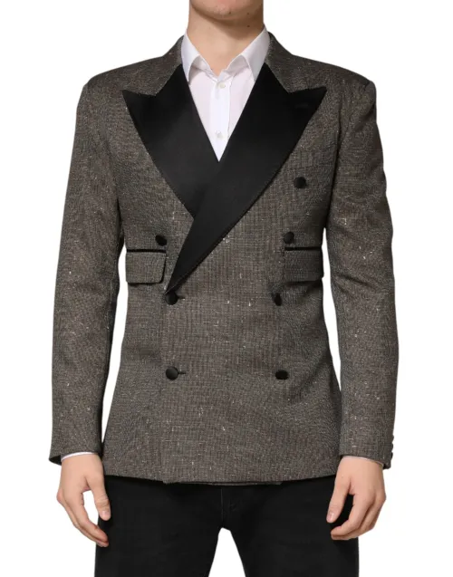 Dolce & Gabbana Double-Breasted Wool Blazer — Gray