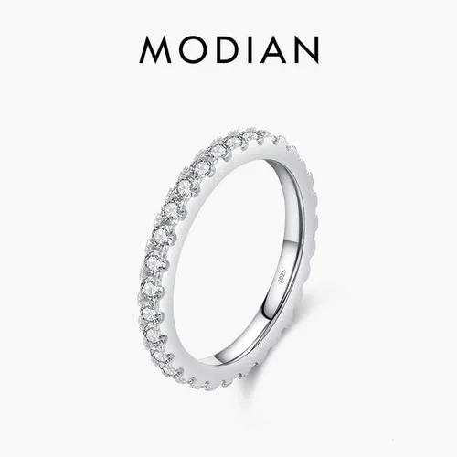 MODIAN Luxury D Color Moissanite Band Stackable Ring For Women Real 925 Sterling Silver Wedding Jewelry With Exquisite Box Gift H260320