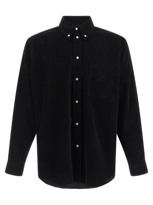 Fendi Corduroy Cotton Shirt — Black