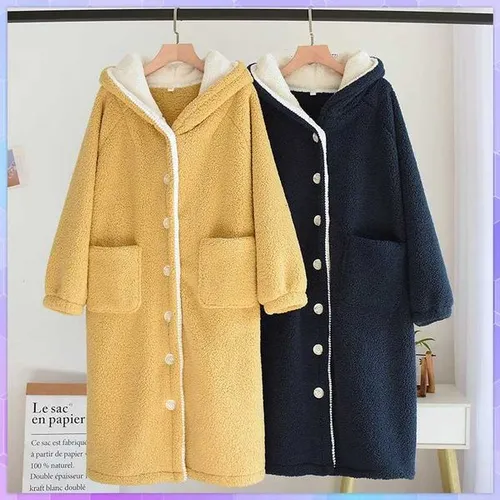 Solid Winter Kimono Home Robe Womens Pajamas Thickened Dressing Gown Warm Bathrobe Sleepwear Homewear Clothing Nightgown J260624