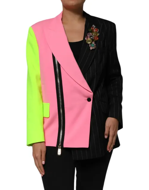 Dolce & Gabbana Patchwork Embellished Blazer — Multicolor
