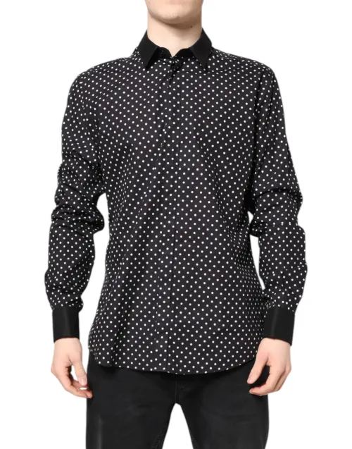 Dolce & Gabbana Polka Dot Cotton Shirt — Black