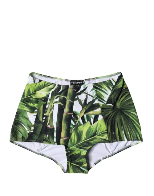 Dolce & Gabbana Tropical Leaf-Print High-Waisted Girdle — Green