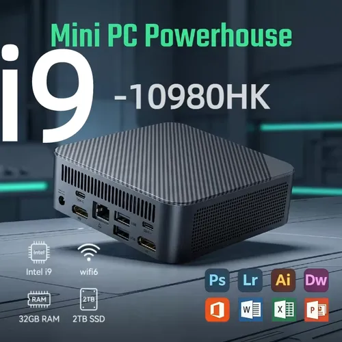 Mini PC Gamer Portable Computer Intel Core i9-10980HK 32GB RAM 2TB SSD FHD Bluetooth WiFi6 Gaming Office 4K HDMI