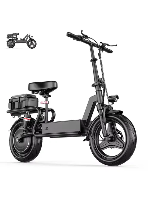 Misodo Electric Scooter with Seat for Adults, 1400W Peak Motor, 48V 18Ah Battery, Up to 25 MPH & 35 Miles Range, 14" Tires, Foldable Commuter E-Scooter with Rear Storage Box, 330 lbs Max Load, UL2272 Certified