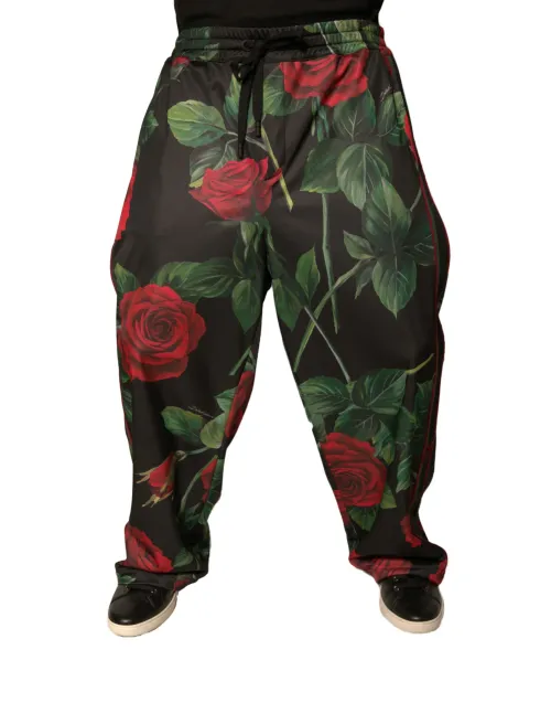 Dolce & Gabbana Floral-Print Polyester Joggers — Black