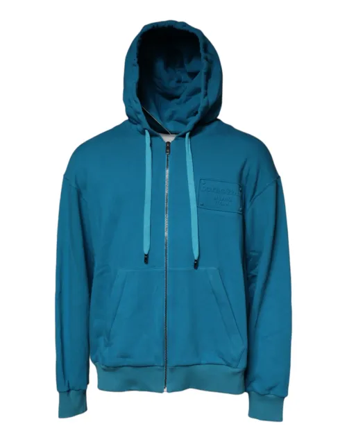 Dolce & Gabbana Logo Cotton Hoodie — Blue