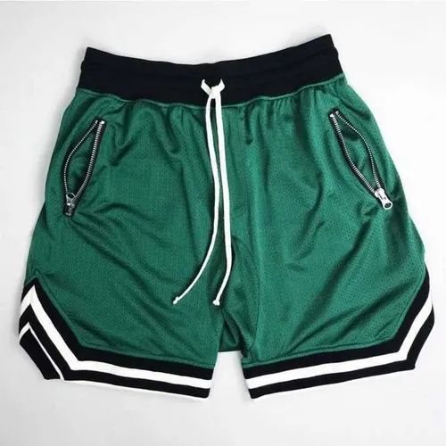 Mens zippered pocket drawstring shorts sportswear breathable quick drying comfortable loose fitting color matching shortsT260319