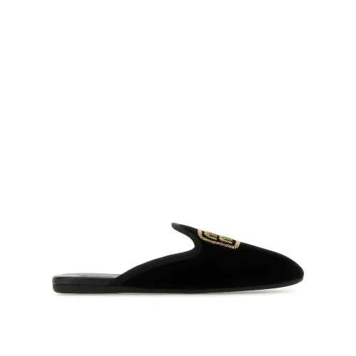 Miu Miu Velvet Calfskin Slipper — Black