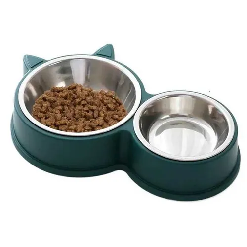 Stainless Steel Cat Bowls Non-slip Cat Ear Shape Dog Food Water Bowl Water And Food Feeder Thickened Puppy Licking Toys PetM251121