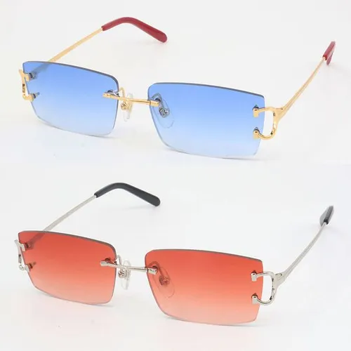 New Metal Rimless 00920-B Sunglasses Male Driving Glasses Designer 18K Gold Frame Square Unisex Sun Glasses Woman Size 55-18-140mm